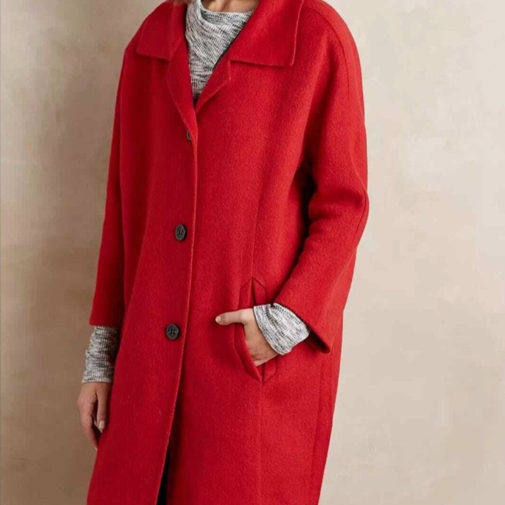 Anthropologie elevenses Brienne Red coat. Size  Large. - Picture 2 of 14